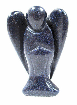 Blue Goldstone Crystal Guardian Angel (Large) | Crystal Carvings | Crystal Angels