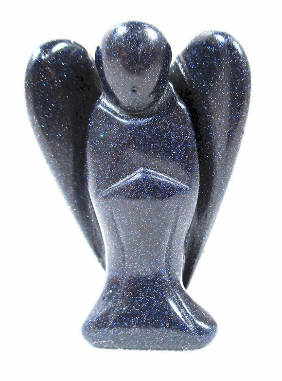 Blue Goldstone Crystal Guardian Angel (Large) | Crystal Carvings | Crystal Angels