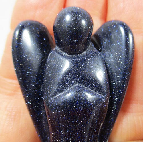 Blue Goldstone Crystal Guardian Angel (Large) | Crystal Carvings | Crystal Angels