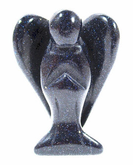 Blue Goldstone Crystal Guardian Angel (Medium) | Crystal Carvings | Crystal Angels