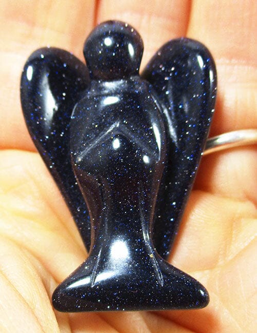 Blue Goldstone Crystal Guardian Angel (Medium) | Crystal Carvings | Crystal Angels