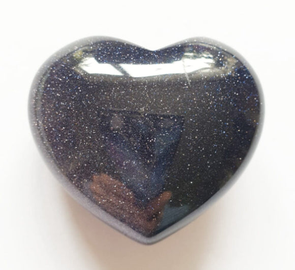 Blue Goldstone Heart | Crystal Carvings | Polished Crystal Hearts