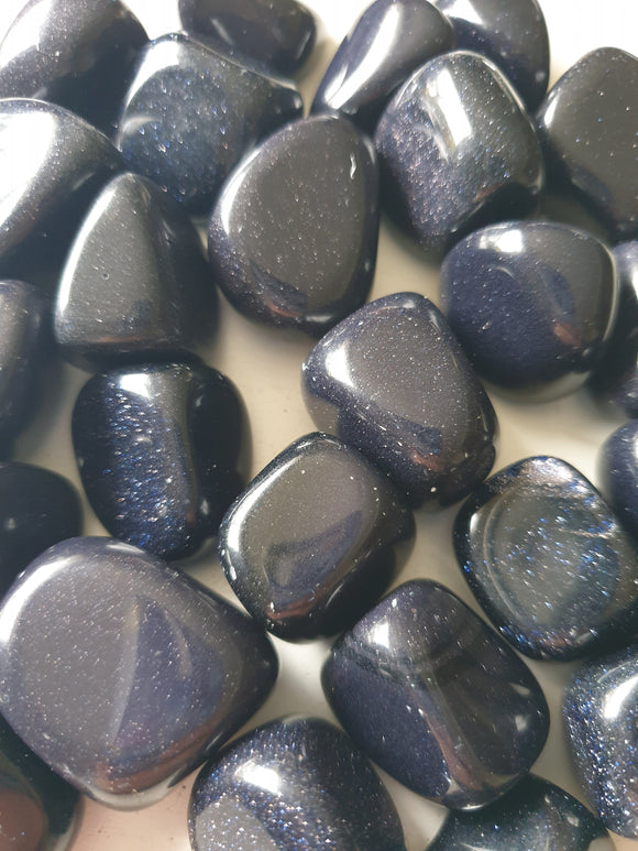 Blue Goldstone Tumble Stones  B Grade (x3) | Cut & Polished Crystals | Polished Crystal Tumble Stones