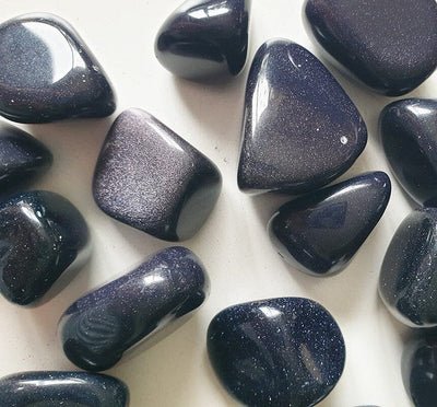 Blue Goldstone Tumble Stones  B Grade (x3) | Cut & Polished Crystals | Polished Crystal Tumble Stones