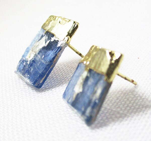 Blue Kyanite Asymmetrical Studs - Crystal Jewellery > Gemstone Earrings