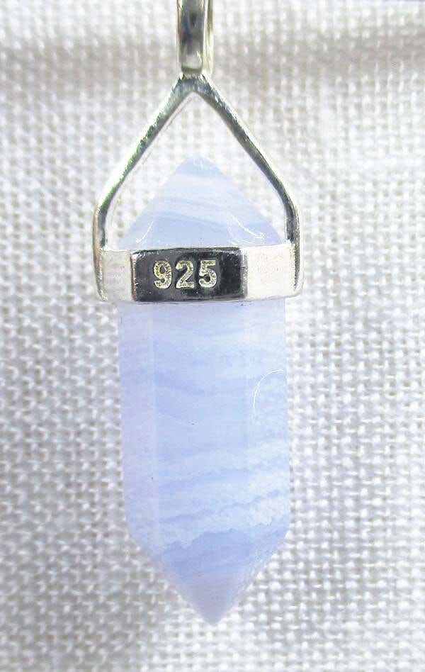 Blue Lace Agate Small Point Pendant - 2