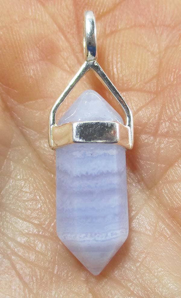 Blue Lace Agate Small Point Pendant - Crystal Jewellery > Point Pendants