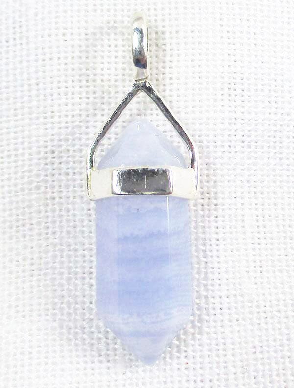 Blue Lace Agate Small Point Pendant - Crystal Jewellery > Point Pendants