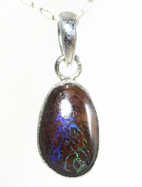 Boulder Opal Silver Pendant (Small) - Crystal Jewellery > Crystal Pendants