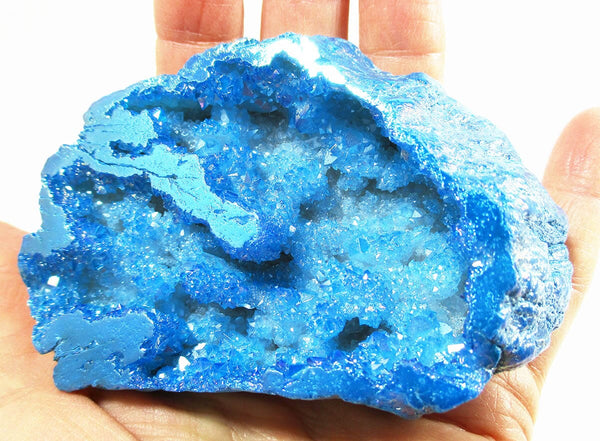 Bright Blue Aura Quartz Geode - 1