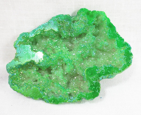 Bright Green Aura Quartz Geode - 1
