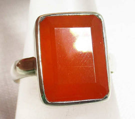 Carnelian Crystal Rectangular Ring (Size W/X) | Crystal Jewellery | Gemstone Rings
