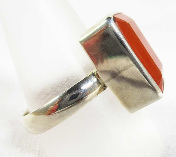 Carnelian Crystal Rectangular Ring (Size W/X) | Crystal Jewellery | Gemstone Rings
