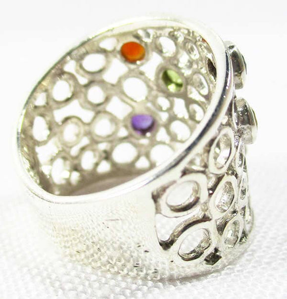 Wide Chakra Ring (Size L) | Crystal Jewellery | Gemstone Rings