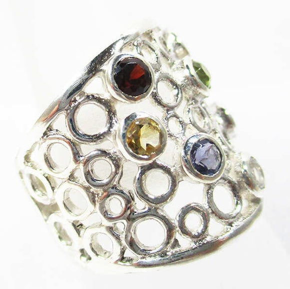 Wide Chakra Ring (Size L) | Crystal Jewellery | Gemstone Rings