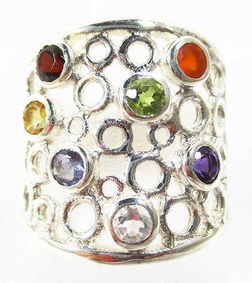 Wide Chakra Ring (Size L) | Crystal Jewellery | Gemstone Rings