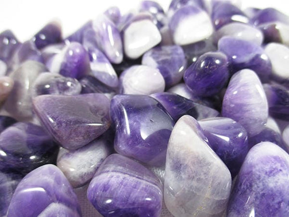 Chevron Amethyst Healing Crystal Small Tumble Stones(x3) | Cut & Polished Crystals | Polished Crystal Tumble Stones