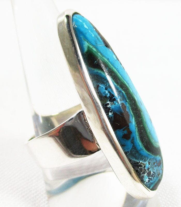 Chrysocolla Malachite Ring (Size S) - Crystal Jewellery > Gemstone Rings