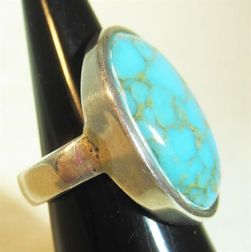 Chunky Turquoise Ring (Size M) - Crystal Jewellery > Gemstone Rings
