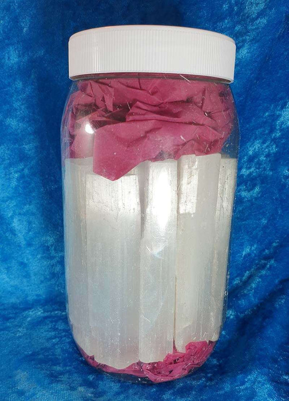 Cleanse and Protect Jar of Rough Selenite crystal Rods 1KG | Natural Crystals | Raw Crystal Chunks