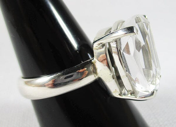 Clear Quartz Crystal Irregular Faceted Ring (Size Q) | Crystal Jewellery | Gemstone Rings