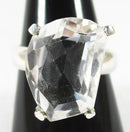 Clear Quartz Crystal Irregular Faceted Ring (Size Q) | Crystal Jewellery | Gemstone Rings