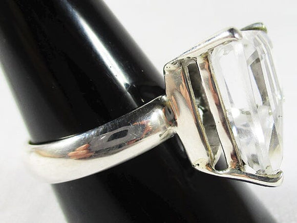 Clear Quartz Irregular Faceted Ring (Size Q) | Crystal Jewellery | Gemstone Rings