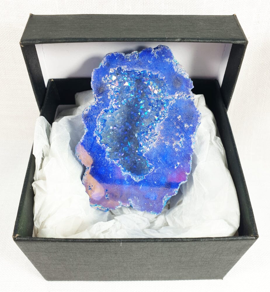 Cornflower Rainbow Blue Aura Quartz Geode - Natural Crystals > Crystal Geodes