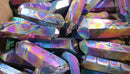 Criss-Cross Rough Rainbow Aura Quartz Crystal Point (x1) | Cut & Polished Crystals | Crystal Obelisks & Natural Points