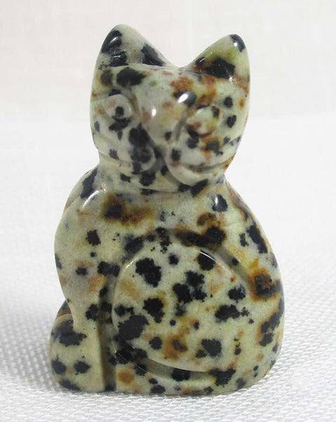 Dalmation Jasper Cat (Small) Crystal Carvings > Carved Crystal Animals