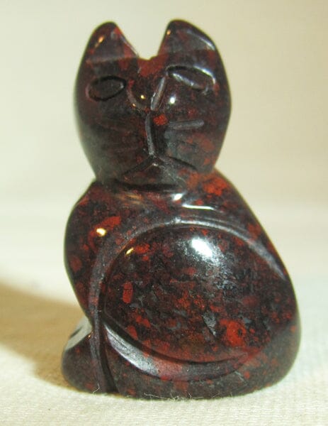 Dark Red Jasper Cat - Crystal Carvings > Carved Crystal Animals