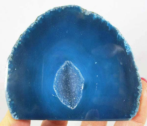 Deep Turquoise Standing Agate Geode Natural Crystals > Crystal Geodes