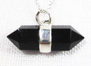 Black Onyx Crystal Point Pendant on Silver Chain | Crystal Jewellery | Point Pendants