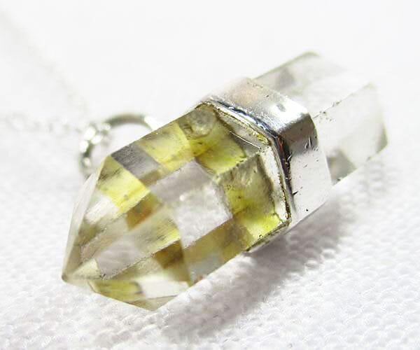 Double Terminated Quartz Point Pendant on 16" Silver Chain - Crystal Jewellery > Point Pendants