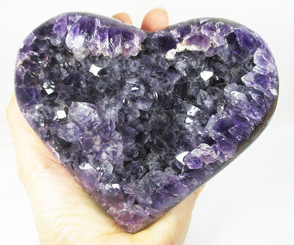 large amethyst heart shaped cluster