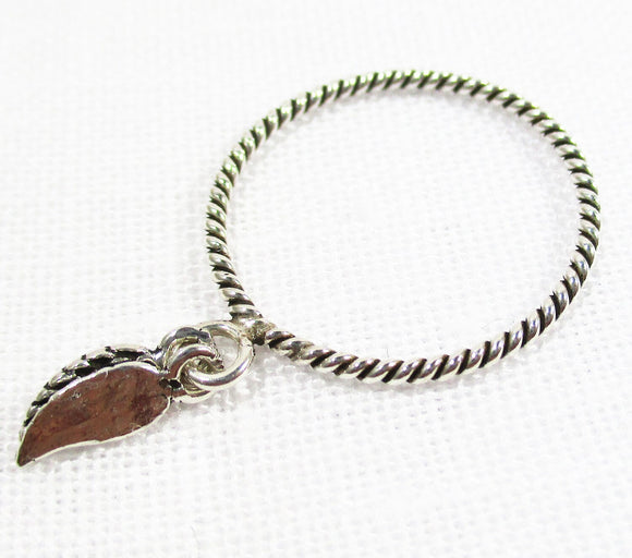 Feather Dangle Dainty Silver Ring (Size N) | Crystal Jewellery | Gemstone Rings