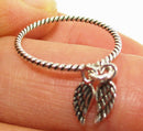 Feather Dangle Dainty Silver Ring (Size N) | Crystal Jewellery | Gemstone Rings