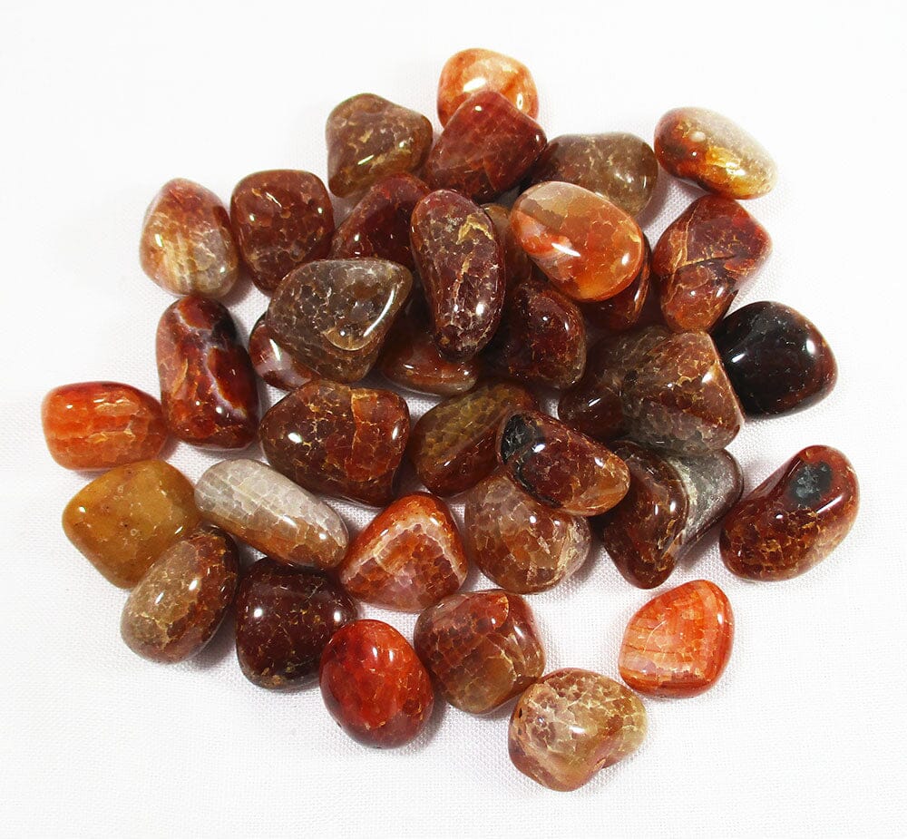 Fire Agate Tumble Stones (x3) Cut & Polished Crystals > Polished Crystal Tumble Stones