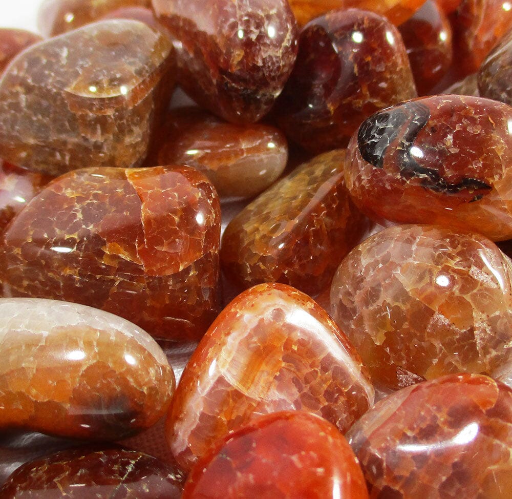 Fire Agate Tumble Stones (x3) Cut & Polished Crystals > Polished Crystal Tumble Stones