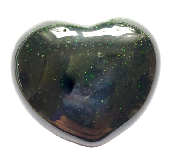 Green Goldstone Heart | Crystal Carvings | Polished Crystal Hearts