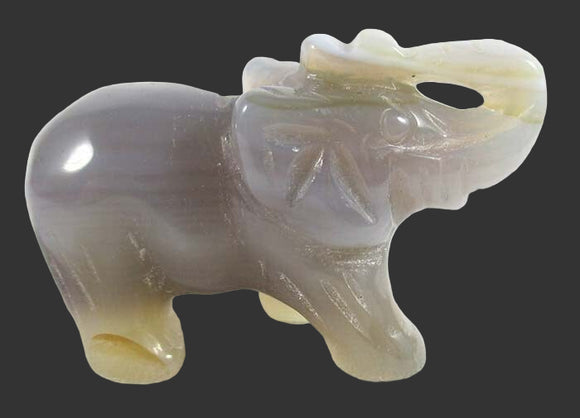 Grey Agate Elephant | Crystal Carvings | Carved Crystal Animals