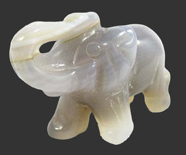 Grey Agate Elephant | Crystal Carvings | Carved Crystal Animals