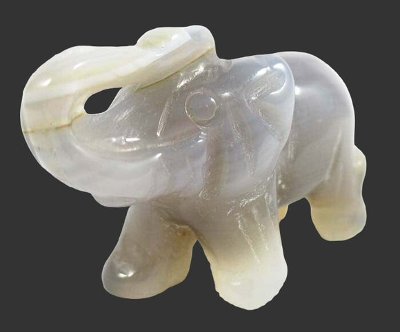 Grey Agate Elephant | Crystal Carvings | Carved Crystal Animals