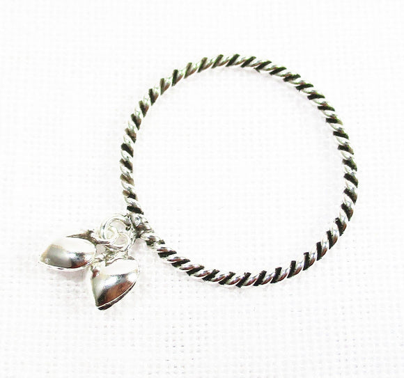 Heart Dangle Delicate Silver ring (Size M) | Crystal Jewellery | Gemstone Rings