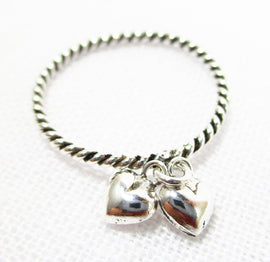Heart Dangle Delicate Silver ring (Size M) | Crystal Jewellery | Gemstone Rings