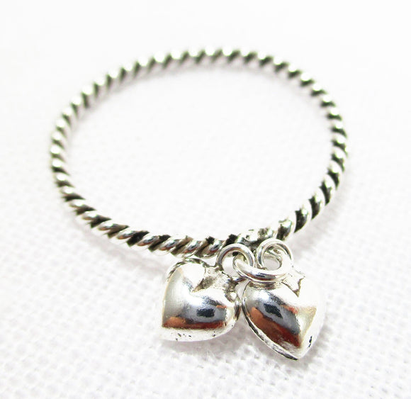 Heart Dangle Delicate Silver ring (Size M) | Crystal Jewellery | Gemstone Rings