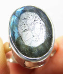Labradorite Crystal Faceted Oval Ring (Size Q) | Crystal Jewellery | Gemstone Rings
