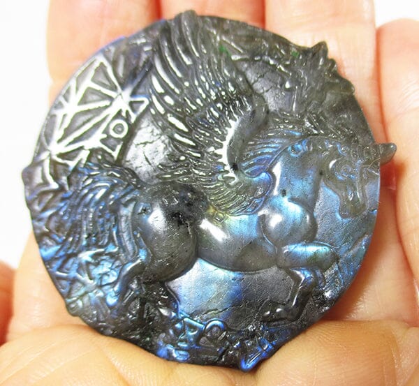 Labradorite Winged Unicorn Carving - Cut & Polished Crystals > Polished Crystal Palm Stones