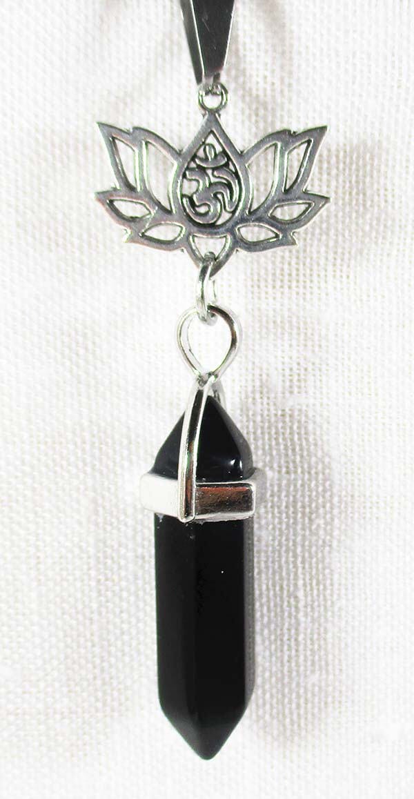 Lotus Black Obsidian Pendant - Crystal Jewellery > Crystal Pendants