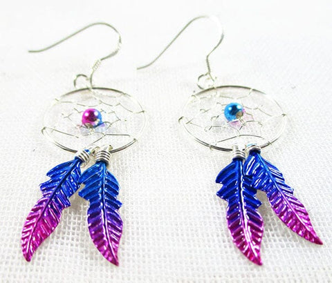 Magenta Dreamcatcher Earrings Crystal Jewellery > Gemstone Earrings